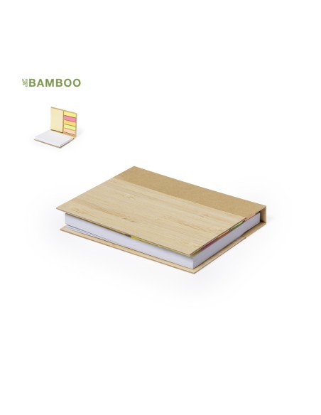 Notebook with 70 sheets and sticky notes, with bamboo covers - Oresten