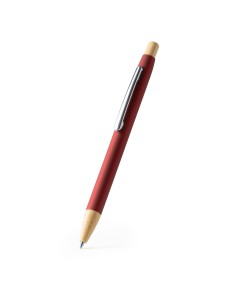 Stylo à bille en métal avec finition en caoutchouc et détails en bambou - Verso
