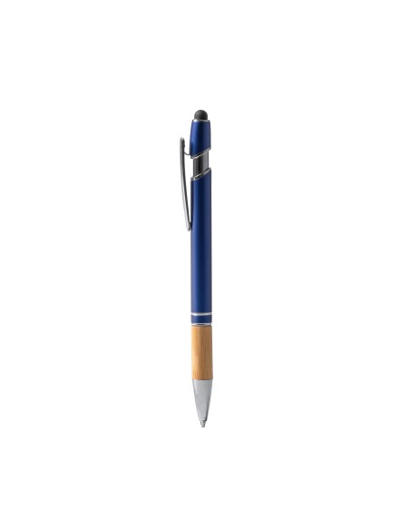 Metal Ballpoint Pen with Bamboo Grip and Touch Stylus - Dekel