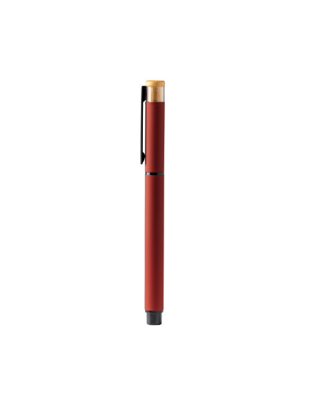 Bolígrafo roller aluminio reciclado y detalle bambú - LINDBERG