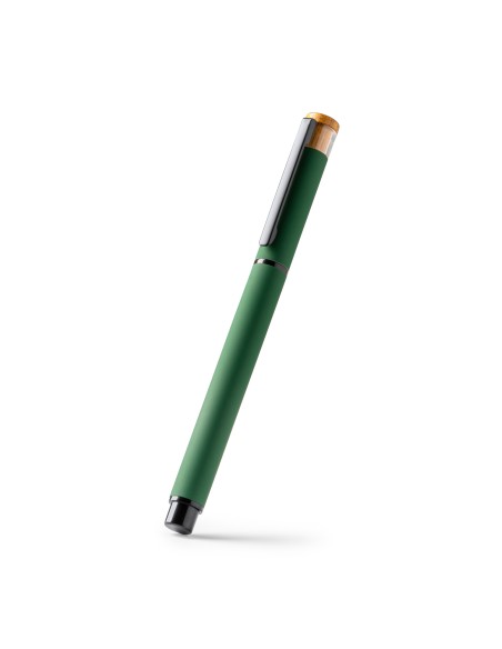 Bolígraf roller alumini reciclat i detall de bambú - LINDBERG