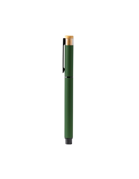 Bolígrafo roller aluminio reciclado y detalle bambú - LINDBERG