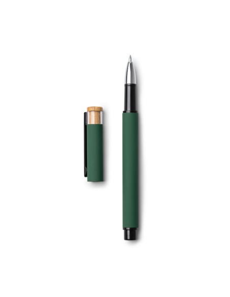 Recycled aluminium rollerball pen with bamboo detail - LINDBERG