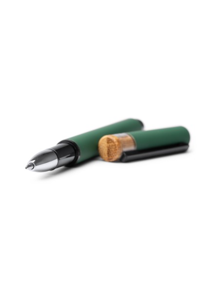Bolígrafo roller aluminio reciclado y detalle bambú - LINDBERG