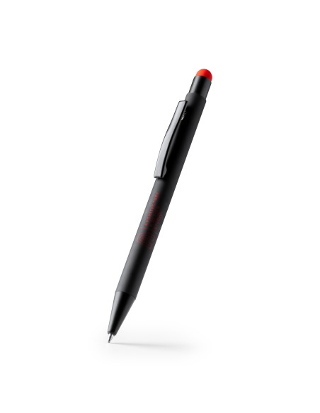Metal ballpoint pen with rubber finish and touch pointer - ZAGREB