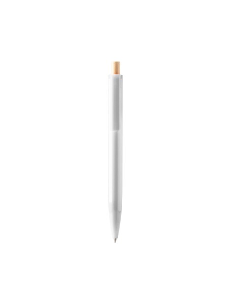 Recycled plastic pen with bamboo push button - KIKI