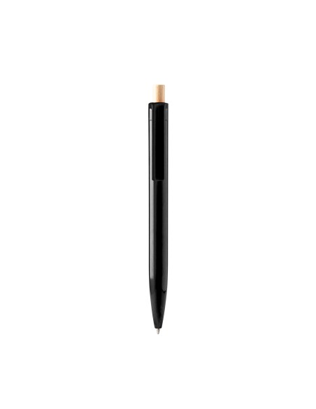Recycled plastic pen with bamboo push button - KIKI