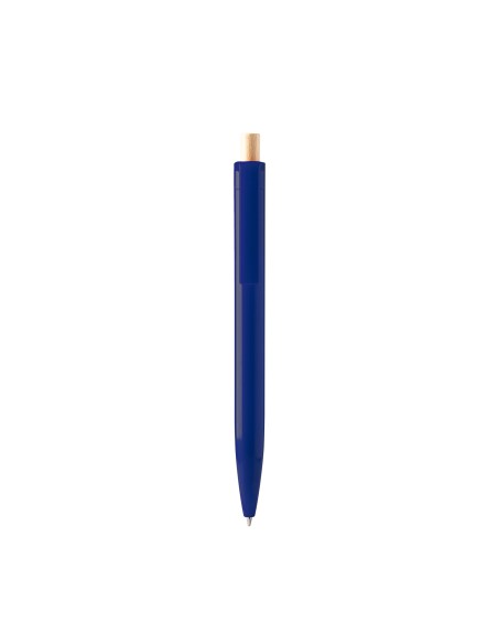 Recycled plastic pen with bamboo push button - KIKI