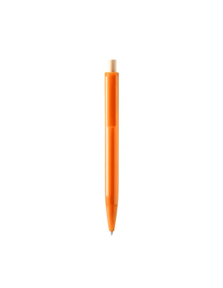 Recycled plastic pen with bamboo push button - KIKI