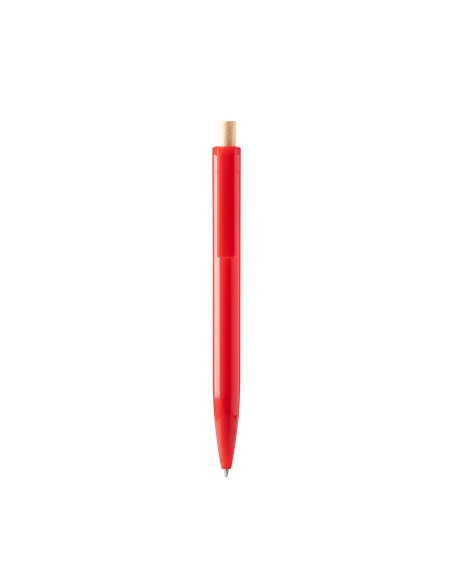 Recycled plastic pen with bamboo push button - KIKI