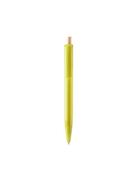 Recycled plastic pen with bamboo push button - KIKI