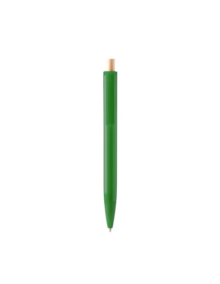 Recycled plastic pen with bamboo push button - KIKI