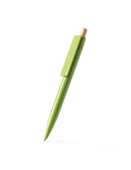 Plastic pen with wheat fiber and bamboo push button - CARINI
