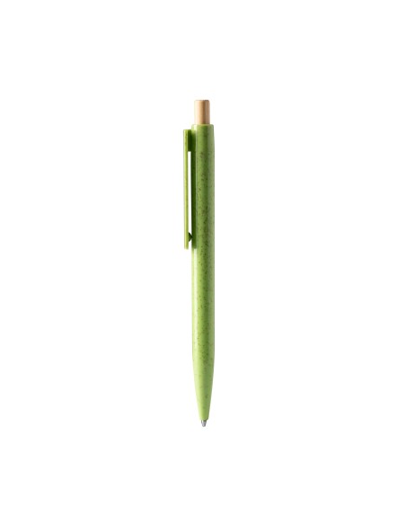 Plastic pen with wheat fiber and bamboo push button - CARINI