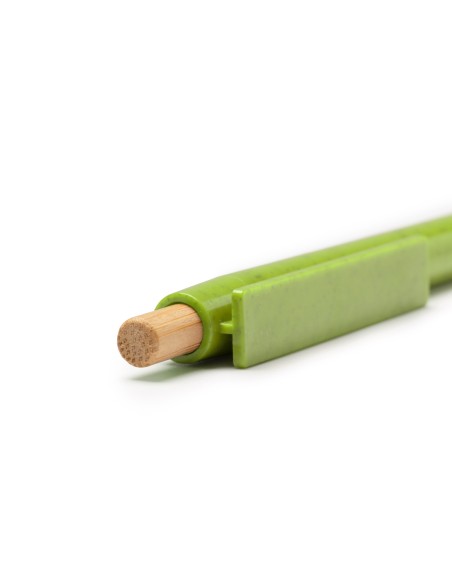 Bolígrafo de plástico con fibra de trigo y pulsador de bambú - CARINI
