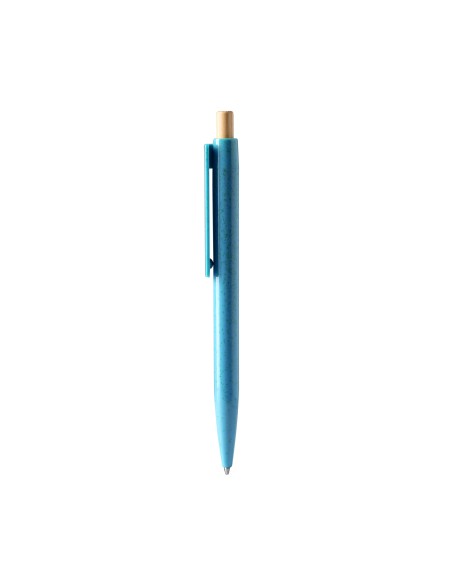 Plastic pen with wheat fiber and bamboo push button - CARINI