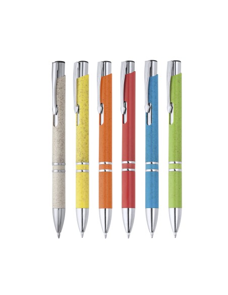 Plastic pen with wheat fiber and silver finishes - HAYEDO