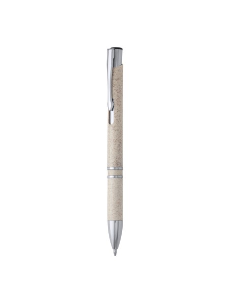 Plastic pen with wheat fiber and silver finishes - HAYEDO