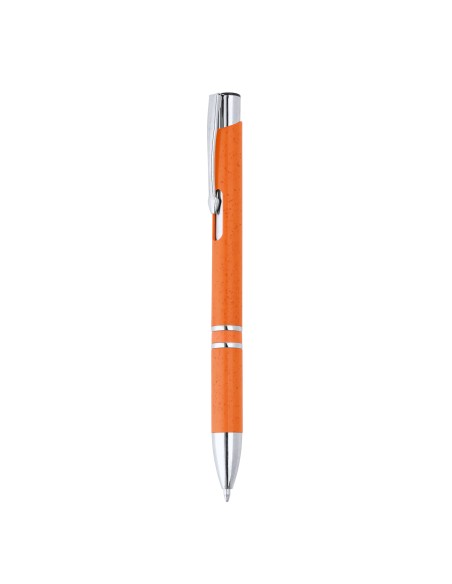 Plastic pen with wheat fiber and silver finishes - HAYEDO