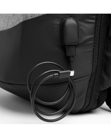 Nylon backpack with USB output and... Nylon backpack with USB output and...