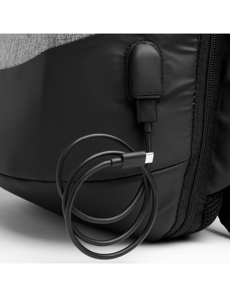 Nylon backpack with USB output and anti-theft system - MOANA