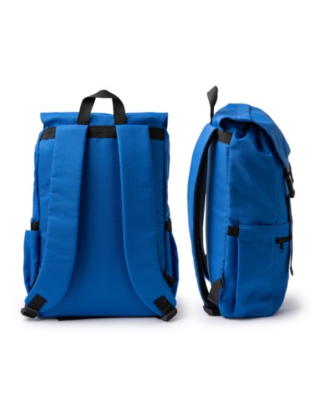 Backpack with flap and adjustable closures Recycled polyester - SOLAP