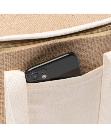 Sac isotherme en jute avec intérieur... Sac isotherme en jute avec intérieur...