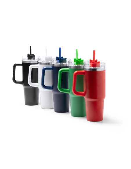 Taza térmica de acero inoxidable con tapa y pajita 870ml - KRANSTON