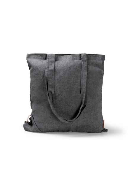 Foldable recycled cotton bag 120g/m2 with long handles (38x42cm) - PLIKA