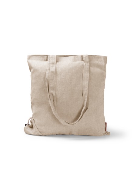 Foldable recycled cotton bag 120g/m2 with long handles (38x42cm) - PLIKA