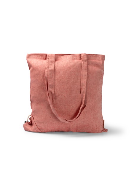 Foldable recycled cotton bag 120g/m2 with long handles (38x42cm) - PLIKA