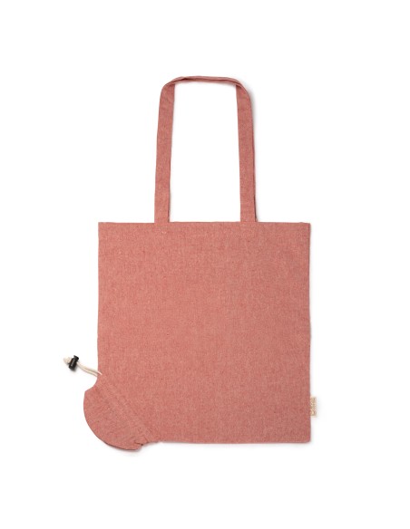 Foldable recycled cotton bag 120g/m2 with long handles (38x42cm) - PLIKA