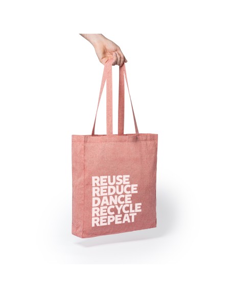 140g/m2 recycled cotton bag with long handles and gusset  (41x38x8,5cm)  - LUMIA