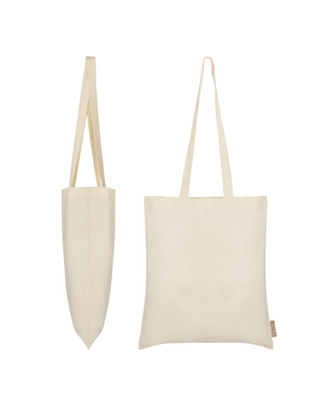 Combined bag 70% recycled cotton 30% recycled polyester (140g/m2) long handles (41x37cm) - LOREN
