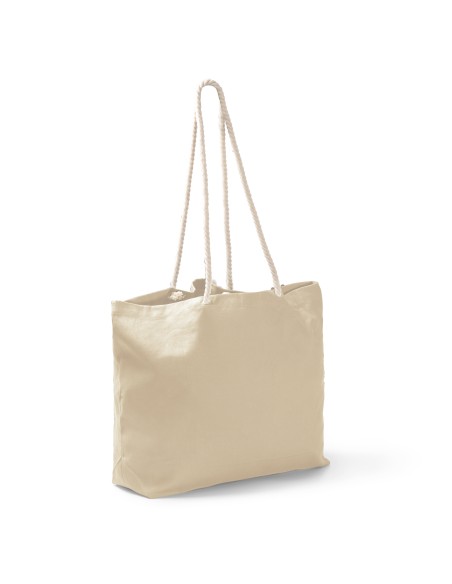 Bolsa de playa algodón 260g/m2 con asas largas estilo náutico (55x39x15cm) - SANDY