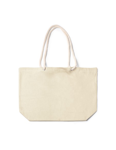 260g/m2 cotton beach bag with long nautical-style handles (55x39x15cm) - SANDY