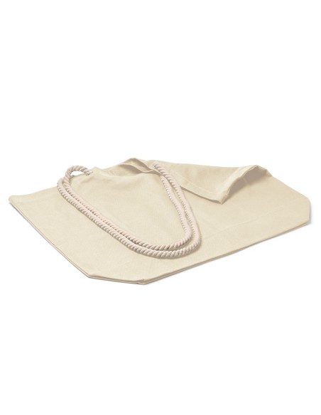 Sac de plage en coton 260 g/m² avec longues anses style nautique (55 x 39 x 15 cm) - SANDY
