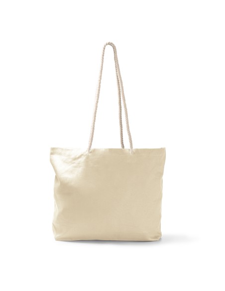 Bolsa de playa algodón 260g/m2 con asas largas estilo náutico (55x39x15cm) - SANDY