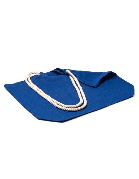 Bolsa de playa algodón 260g/m2 con asas largas, estilo náutico (55x39x15cm) - ZUKO