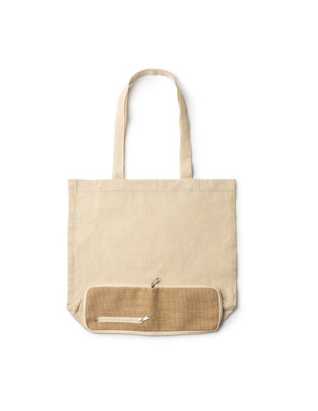 Bolsa plegable algodón110g/m2  con base de yute (39x35x10cm)- RAKU