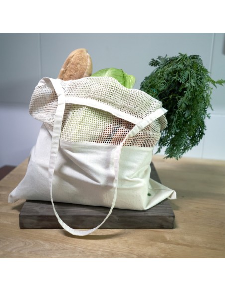 180g/m2 cotton shopping bag with a smooth and mesh finish (45x42cm) - LEAF