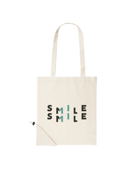 Foldable shopping bag made of 105g/m2 cotton with long handles (37x41cm)- DUNE