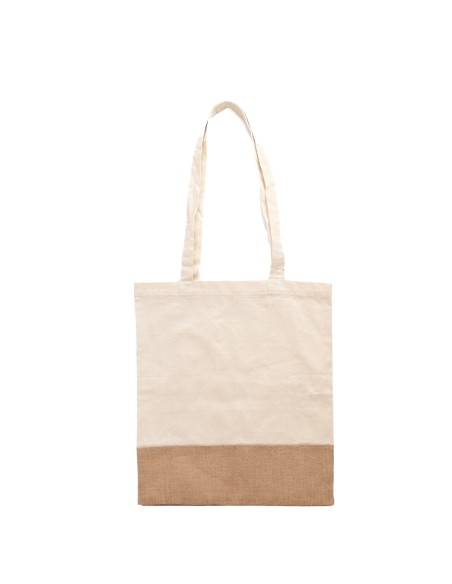 Sac shopping en coton et jute 120 g/m² à longues anses (37 x 41 cm) - WAVE