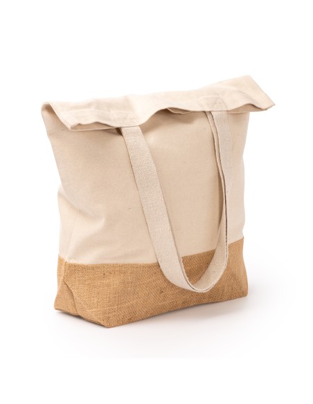 Bossa cotó reciclat 330g/m2 i jute natural amb nanses llargues (41x41x13cm) - MENDES