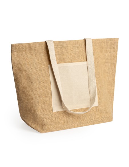 Sac en jute laminé avec poche avant et longues anses (48x5x15cm) - GAVIA