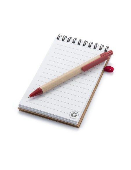 Notebook with pen made of recycled cardboard (A6) - Ecocard