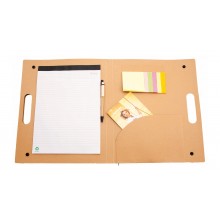 Carpeta amb bloc de notes, notes adhesives i bolígraf cartró reciclat -KELEM