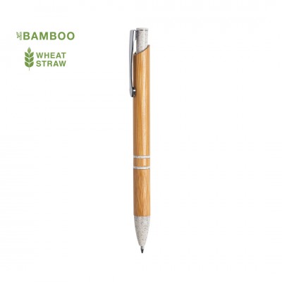Bolígrafo de bambú con acabados de plástico y caña de trigo - LETTEK