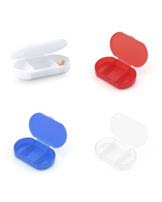 Pastillero 3 compartimentos de color blanco traslucio personalizable con logo 2