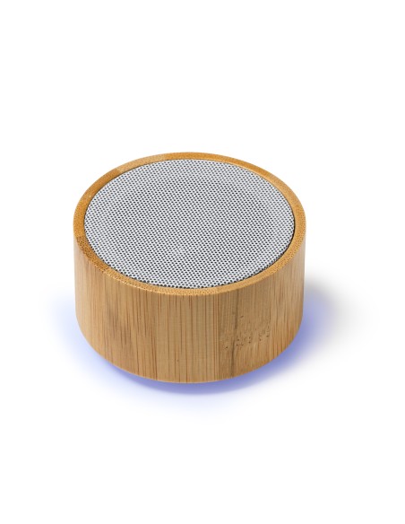Enceinte sans fil ronde en bambou et ABS - HARDWELL